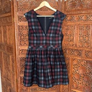 Red and blue Plaid, dress with pleated skirt Sz Lg